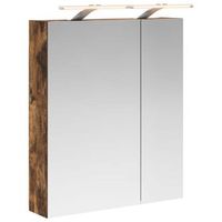 armario con espejo de bano roble ahumado 60 x 145 x 70 cm vidaxl