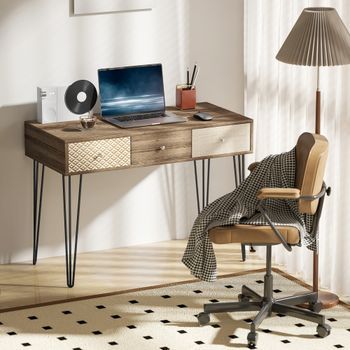 Escritorio Bohemio De Melamina Acero Homcom 105x50x75 Cm Madera