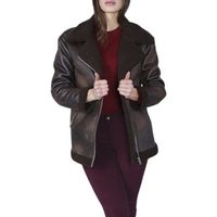 cafe noir cazadora de cuero jg0038 para mujer