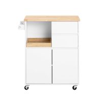 carrito auxiliar de cocina con 2 cajones y 2 puertas blanco