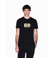 ax armani exchange para hombre xm002826af12308uc001 camiseta logotipo dorado negro m casual algodon manga corta
