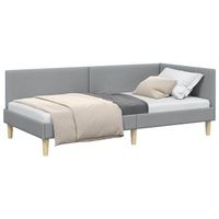 cama individual  cama para adulto  estructura de cama en esquina gris claro 90 cm x 190 cm