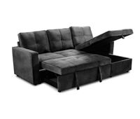 sofa cama con arcon y chaise longue pau 215x135cm 3 plazas negro terciopelo