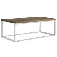 mesa de centro icub u 100x60x43cm blanco en madera maciza de pino acabado vintage estilo industrial box furniture