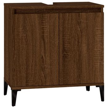 Armario De Almacenamiento | Armario De Lavabo Madera Contrachapada Roble Marrón 58x33x60 Cm