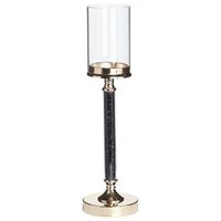 portavelas de metal dorado negro pantalla de cristal 48 cm centro de mesa decoracion glamour abbeville