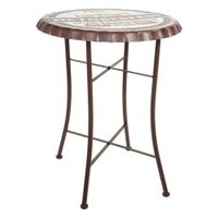 mesa redonda de metal marron d60x71