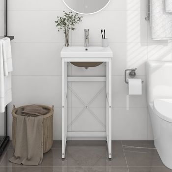 Estructura De Baño Con Lavabo Incorporado Hierro Blanco Cfw51872