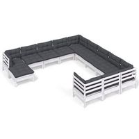 muebles de jardin 12 pzas con cojines blanco madera de pino vidaxl