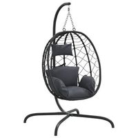 silla colgante huevo con cojin acero ratan sintetico antracita