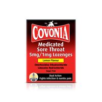 covonia medicated sore throat 5mg1mg lozenges lemon flavour
