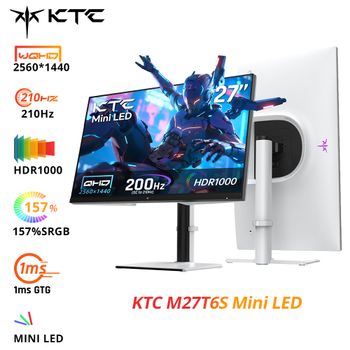 Monitor para juegos KTC M27T6S de 27 pulgadas con tecnología Mini LED: resolución 2K QHD de 2560x1440, 200 Hz (OC 210 Hz), panel IPS de alta velocidad, HDR1000, tiempo de respuesta de 1 ms, tecnología