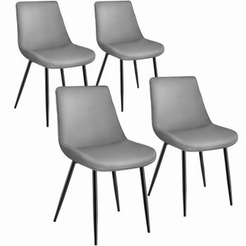4 sillas de comedor acolchadas, aterciopeladas 48 x 59 x 82,5 cm gris
