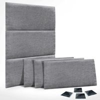 dhome juego de 6 paneles tapizados de lana ecologica pack autoadhesivos para pared acusticos absorbentes proteccion gris 50x30cm x6