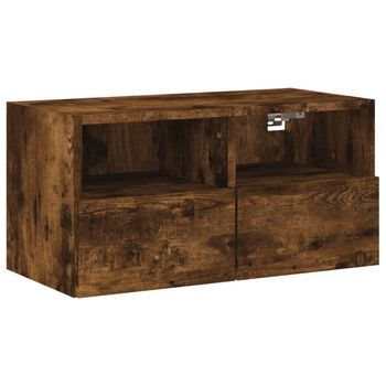 Mueble Tv De Pared | Mueble De Salón | Armario Tv Madera Ingeniería Roble Ahumado 60x30x30 Cm