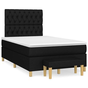 Cama Tapizada 193x123x128 Cm Tejido (100 % Poliéster) Y Contrachapado - Negro