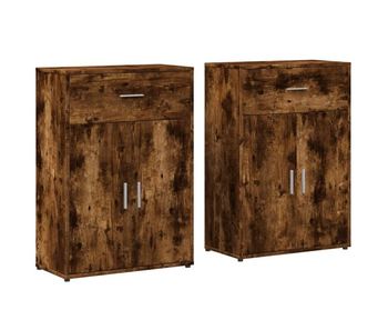 Vidaxl aparadores 2 uds madera de ingeniería roble ahumado 60x30x84 cm