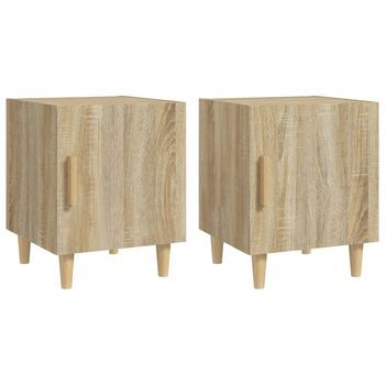 Pack 2 Uds Mesitas De Noche | Mesa Auxiliar | Mesilla Madera Contrachapada Color Roble Sonoma