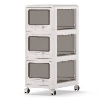 costway cajonera plastica blanca de 3 niveles con cajones transparentes y ruedas con freno diseno compacto para dormitorio y oficina 42 x 28 x 705 cm blanco
