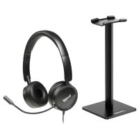 iggual dual tech set auriculares con microfono  soporte negros