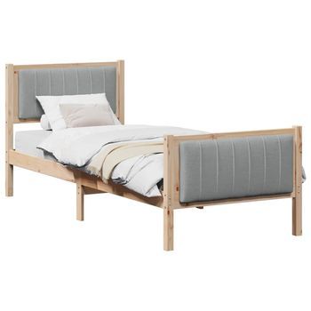 Cama Individual | Cama Para Adulto | Estructura De Cama Con Cabecera Marrón Y Gris Claro 80 X 200 Cm