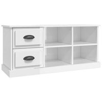mueble tv  mueble de salon  armario tv madera contrachapada blanco brillo 102x355x475cm