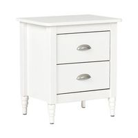 mesita de noche moderna retro mesilla 2 cajones blanco shillington