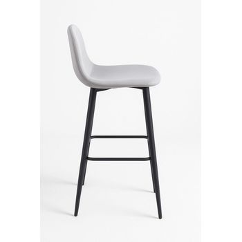 Taburete Black Teok Terciopelo - Gris Claro