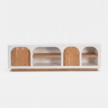 Mueble de tv de yeso blanco roto de 180 cm
