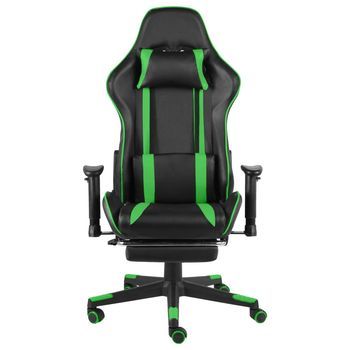 Silla Gaming | Silla De Oficina | Silla Gamer Ergonomica Giratoria Con Reposapiés Pvc Verde