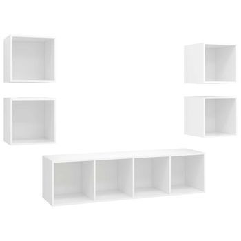 Juego De Muebles De Salón 5 Piezas Madera Ingeniería Blanco Vidaxl