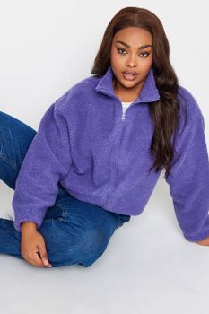 Yours Polar Morado Corto Con Cremallera, Mujer Curvy Y Tallas Grandes, Yours