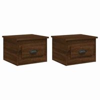 pack 2 uds mesitas de noche  mesa auxiliar  mesilla de pared color roble marron 415x36x28cm