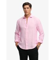 superdry para hombre m4011103a camisa riviera lino rosa l casual clasico manga larga