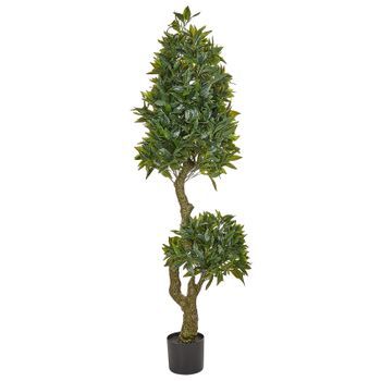 Planta Artificial En Maceta Para Interior Decoración De Plástico 160 Cm Con Maceta Negra Laurel