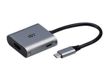 Adaptador USB-C a HDMI - ISY IAD-1015-1, Universal, 3.1, 12 cm, Resolución (3840x2160) 4K@60Hz, Plata