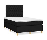 cama box spring con colchon tela negro 120x200 cm diseno de botones