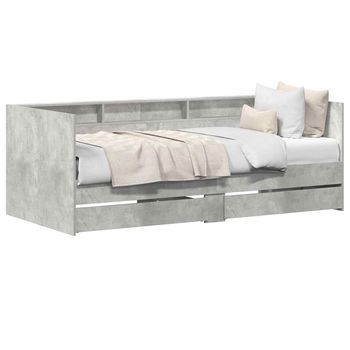 Sofá Cama Con Cajón Gris 90 X 200 Cm Madera De Ingeniería Vidaxl