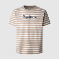 pepe jeans camiseta striped eggo beige pm509407-833