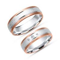 alianzas 18 quilates oro blanco-rojo 3 diamantes