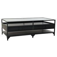 mesa centro metal cristal 120x60x40 negro