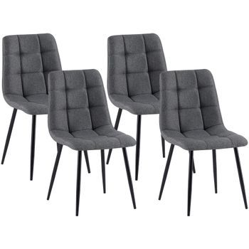 Juego De 4 Sillas De Comedor Antibes Tapizadas En Tela Gris Oscuro 55x45x84 Cm Clp