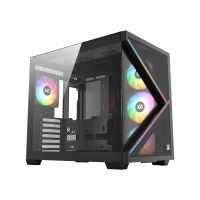caja atx xyz qubex vidrio templado argb usb-c cubic mesh negrablanca