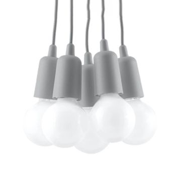 Lámpara colgante tina gris, 5 luces