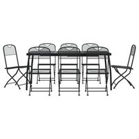 juego de comedor de jardin 9 piezas  mueble de jardin malla metalica gris antracita