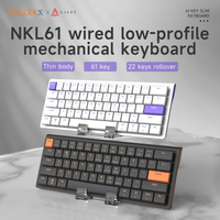 teclado mecanico para juegos ajazz nkl61 cableado perfil bajo 61 teclas ejes rojos cortos intercambiables en caliente diy