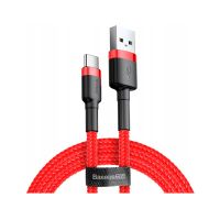 cable de datos baseus cafule usb-a usb-c 2m carga rapida nylon rojo
