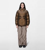 rains para mujer 16980 chaqueta alta a-line puffer marron s casual gris poliuretano