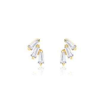 Pendientes de plata 925 bañada en oro con circonita