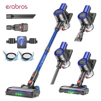 Aspiradora Inalámbrica Erabros EV2 450W 55kpa, Alta Potencia de Succión, Aspiradora de Mano Inteligente para el Hogar, Pantalla LED, para Pisos y Alfombras